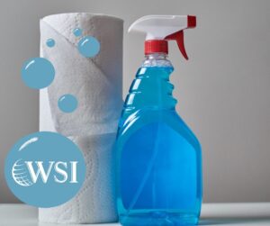 Cleaning supplies with the wsi logo